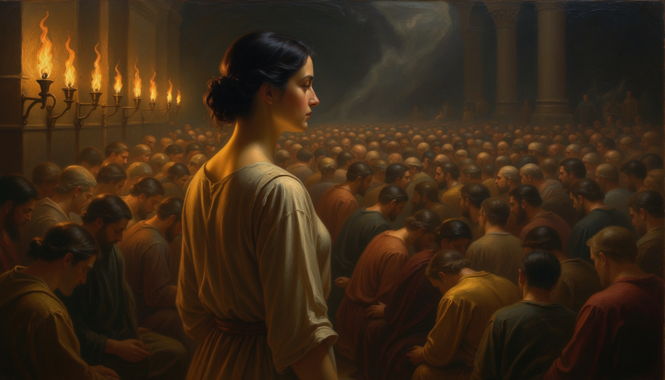Lira standing in the kneeling crowd